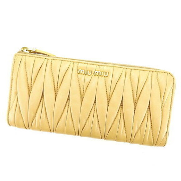 Miu Miu zipper Wallet long matelass beige leather accessory - Picture 1 of 6